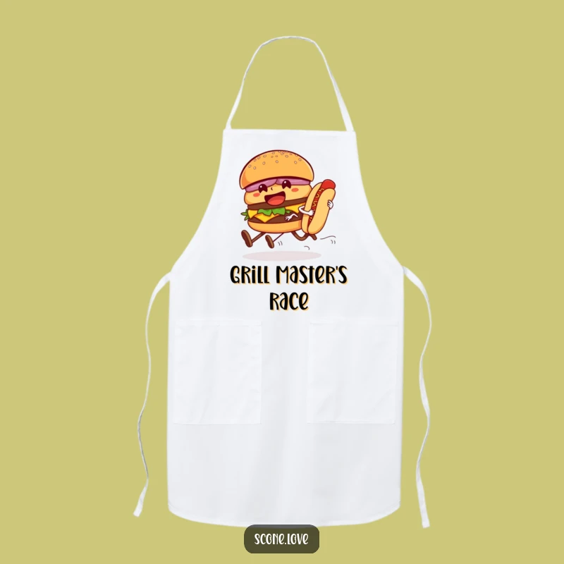 Funny Hamburger Hot Dog Race Apron - Chef's Hilarious Kitchen Companion!