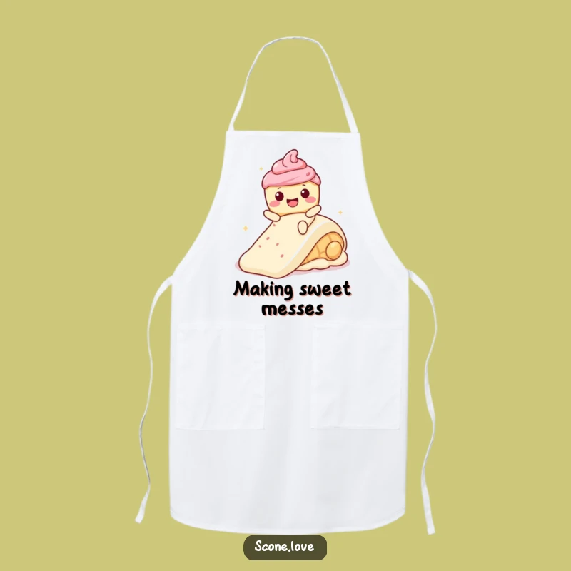 Funny Kawaii Scone Frosting Slide Apron - Humorous Chef's Pastry Gift