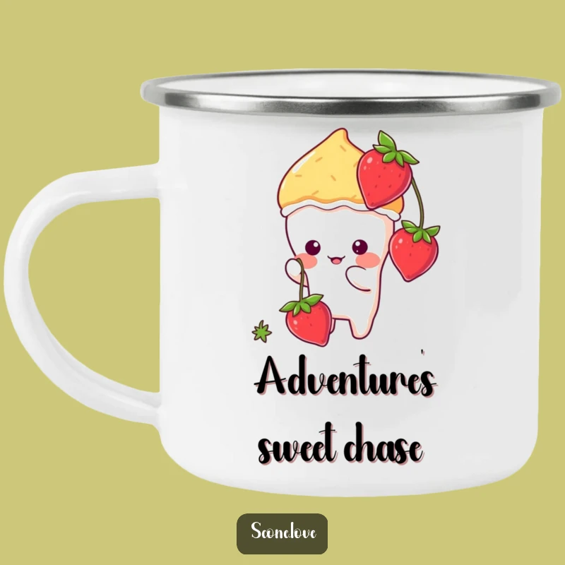 Funny Kawaii Scone Batting Strawberry Camping Mug - Outdoor Scone Gift