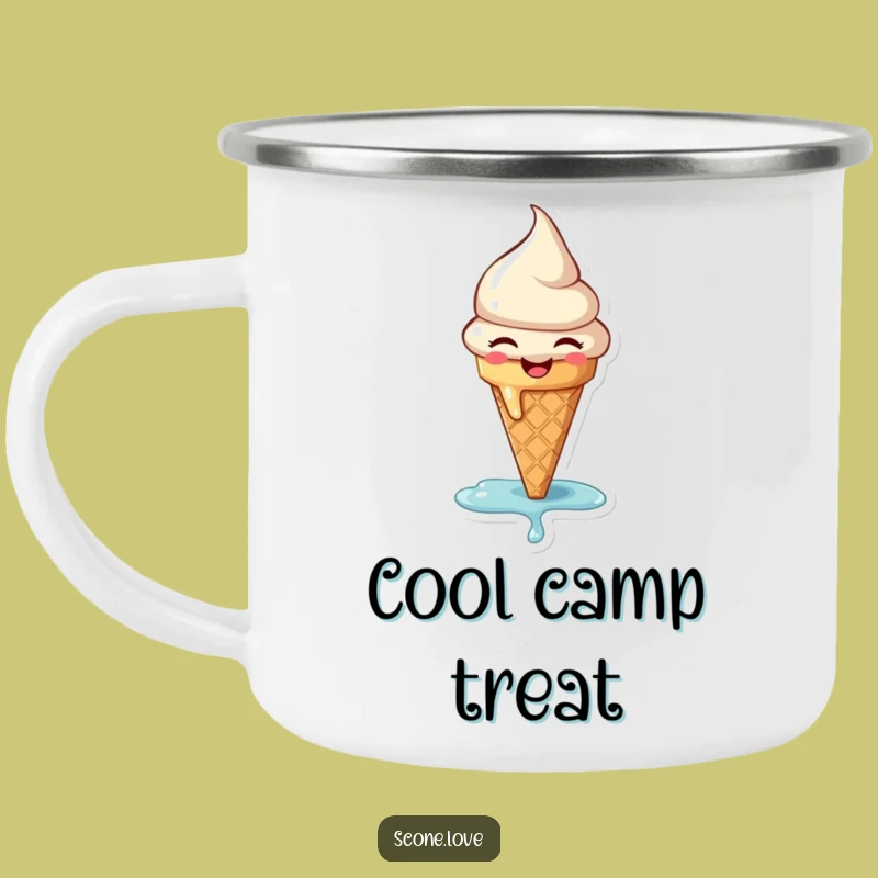 Funny Melting Ice Cream Camping Mug - Sweet Sips Outdoors!