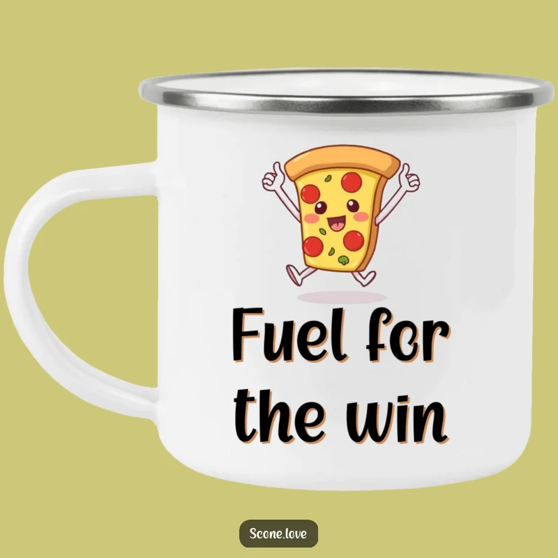 Funny Enamel Mug: Pizza Victory Lap, Camp Celebration Gift