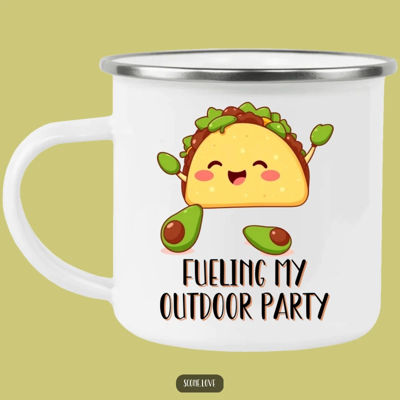 Funny Taco Avocado Juggling Camping Mug - Durable & Hilarious for Outdoor Eats