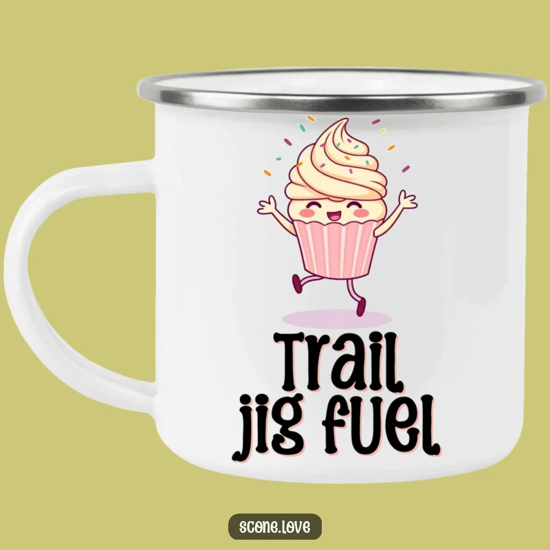 Funny Cupcake Jig Camping Mug: Rugged Sprinkle Flying Adventure, Best Funny Gift!