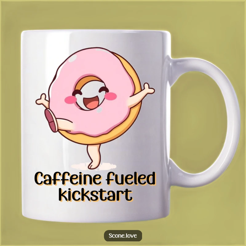 Funny Donut Kicking Mug: Joyful Legs in Air Fun, Perfect Funny Gift!
