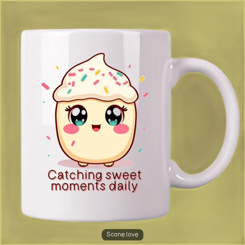 Funny Kawaii Scone Mug: Wide-eyed Sprinkle Catcher Funny Gift for Baking Lovers
