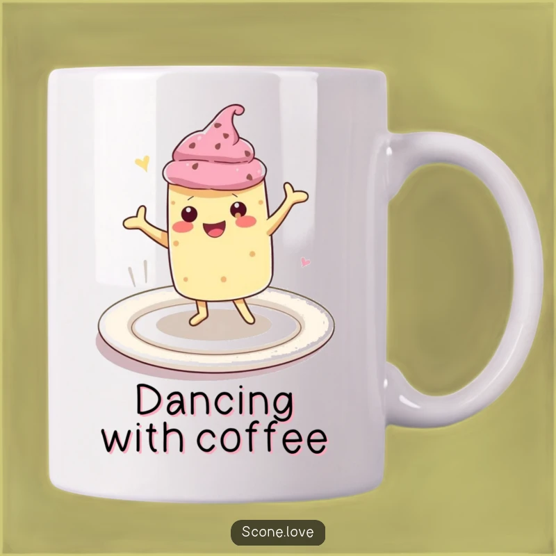 Funny Kawaii Scone Happy Dance Mug: Joyful Baker Gift Funny Mug