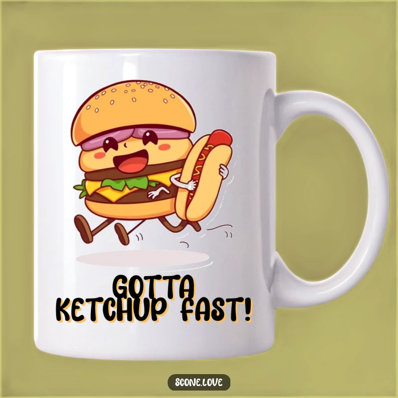 Funny Hamburger Vs Hot Dog Race Mug - Hilarious Foodie Gift for Runners!