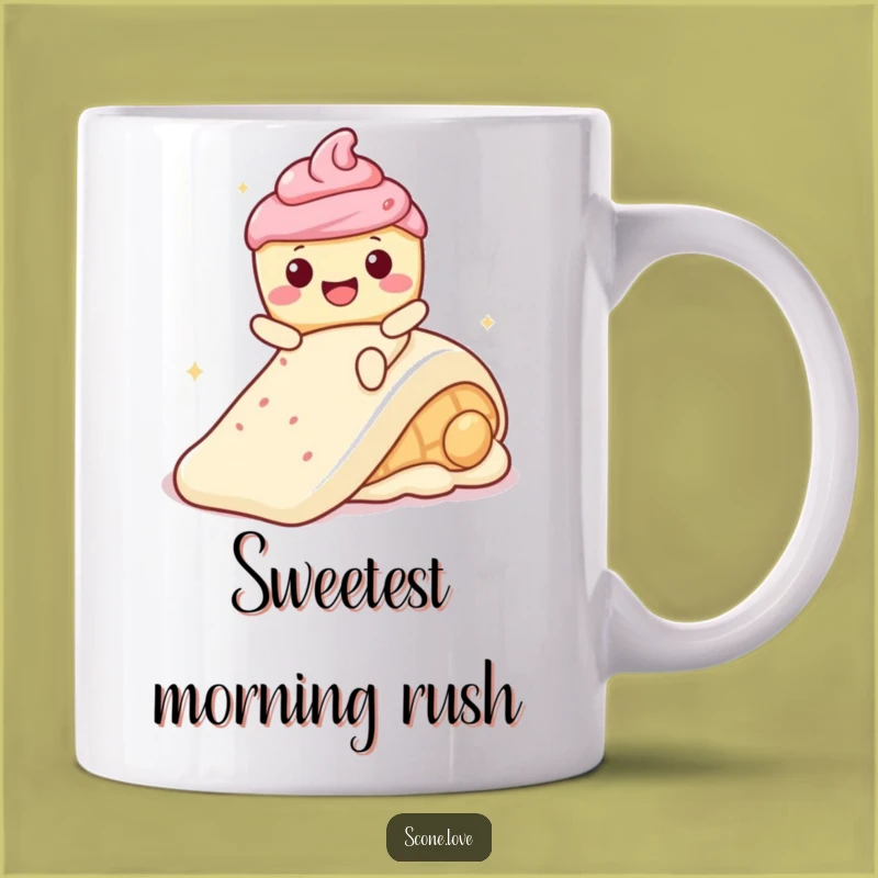 Funny Kawaii Scone Frosting Slide Mug - Joyful Humorous Baked Goods Gift