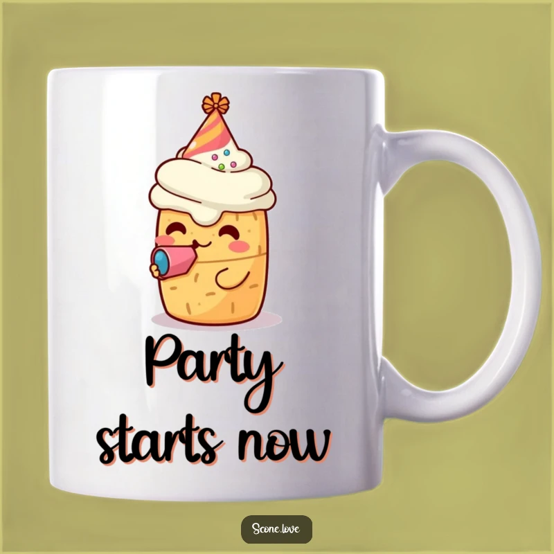 Funny Kawaii Scone Party Mug: Noisemaker Celebration Funny Gift