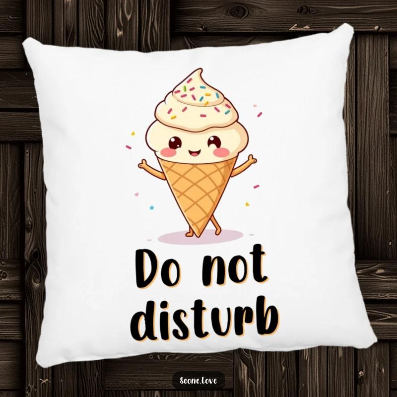 Funny Kawaii Scone Pillow: A charming scone with little legs dancing joyfully, adorned with sprinkles.