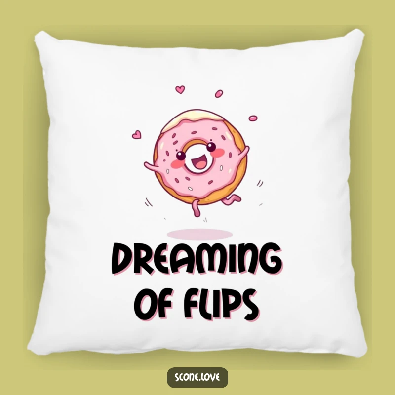 Funny Comfort Pillow: Donut Cartwheel, Frosting Fun Accent
