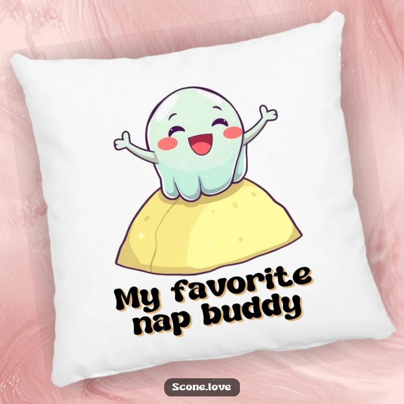 Funny pillow with a happy, wobbly jelly tumbling down a hill, providing soft comfort and a jiggly dose of humor.