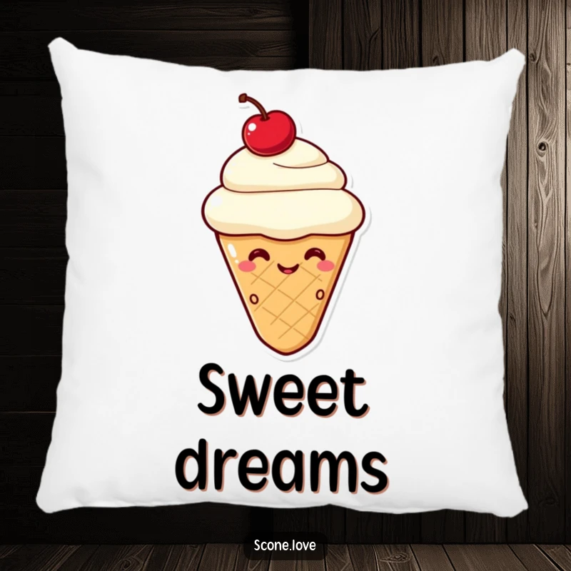 Funny Kawaii Scone Wink Pillow: A scone with a cherry on top gives a cheeky wink, perfect for lounging.