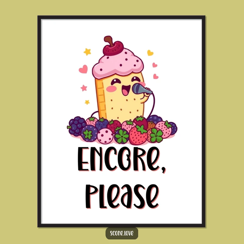 Funny Scone Concert Art Print: Hilarious Pastry Performance for Your Walls, Perfect Funny Gift