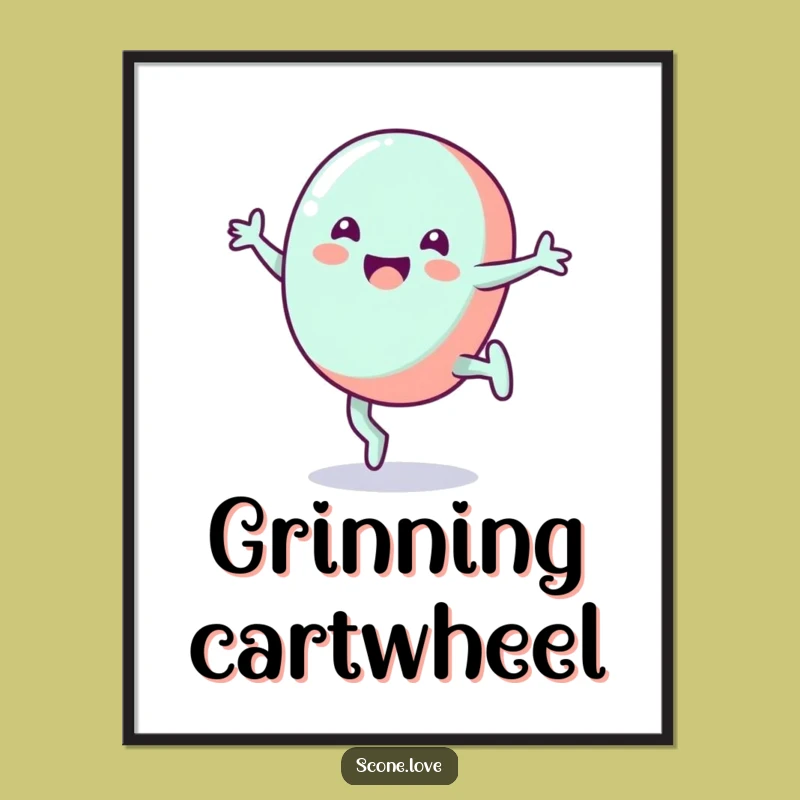 Funny Candy Digital Art: Grinning Cartwheel Print for Instant Joy