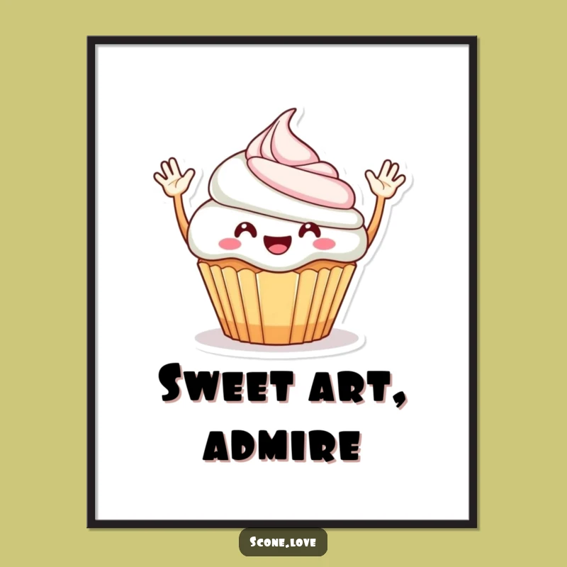 Funny Cheerful Cupcake Digital Art: Instant Sweetness, Delightful Funny Gift for Walls!