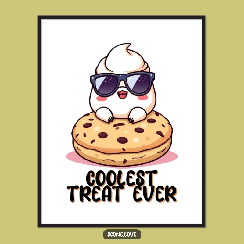 Funny Kawaii Scone Sunglasses Digital Art - Cool Humorous Decor