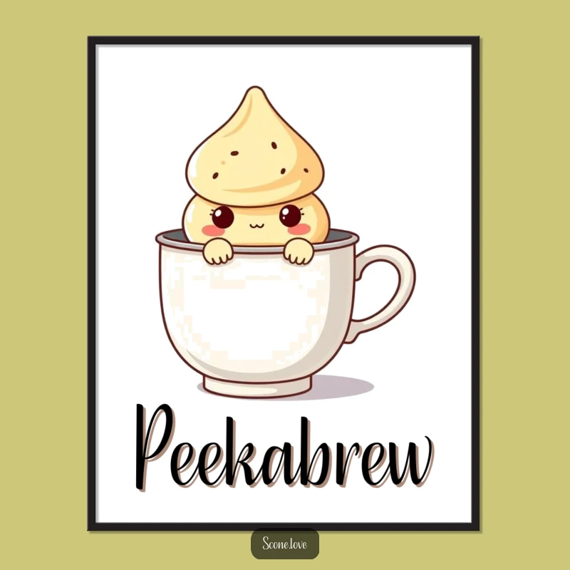 Funny Kawaii Scone Tea Digital Print - Whimsical & Hilarious Pastry Art