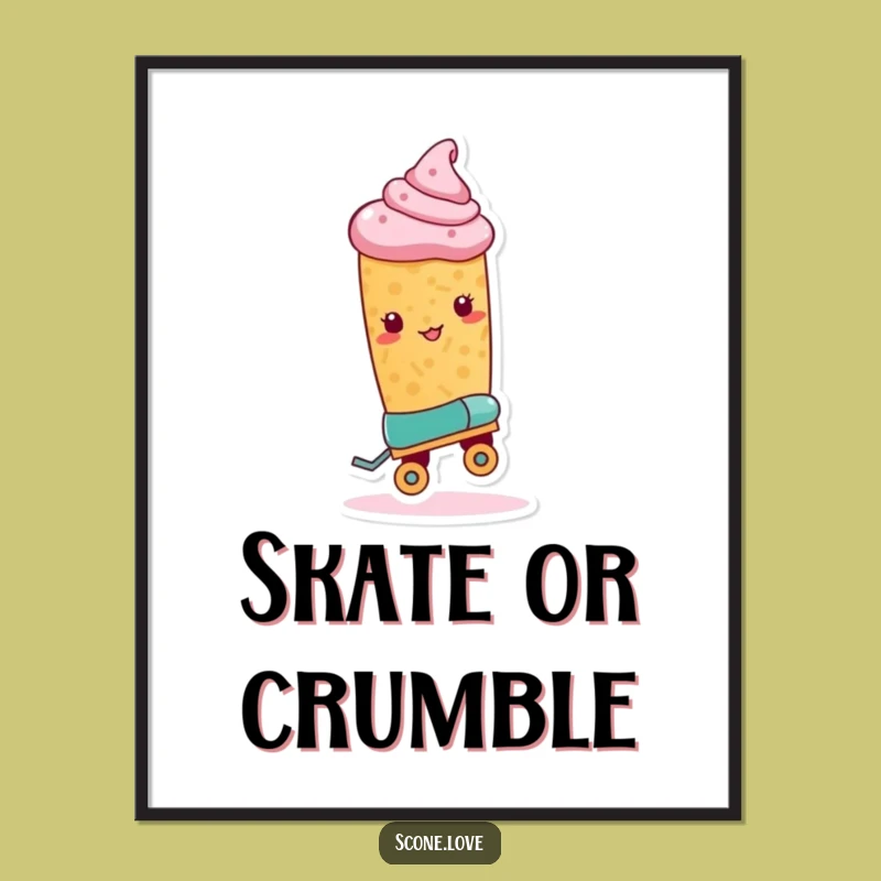 Funny Roller Skate Scone Digital Print - Bold Baker Art, Funny Gift