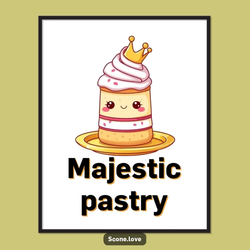 Funny Royal Scone Digital Art: Elegant Pastry Print Gift