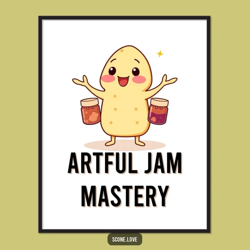 Funny Scone Jam Juggling Digital Art - Whimsical Baking Decor, Instant Funny Gift