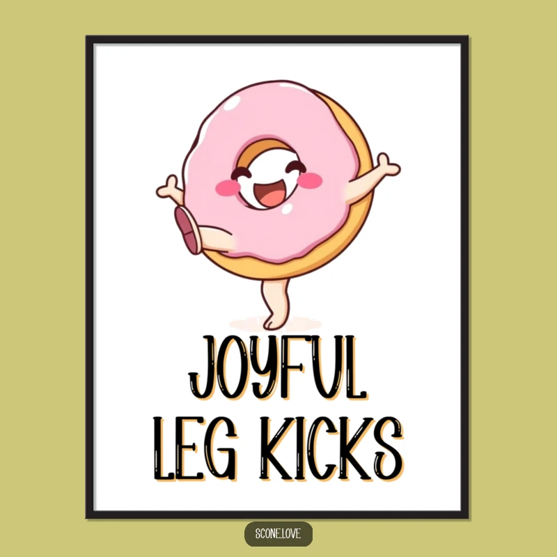 Funny Donut Kicking Digital Art: Printable Joyful Legs, Instant Funny Gift!