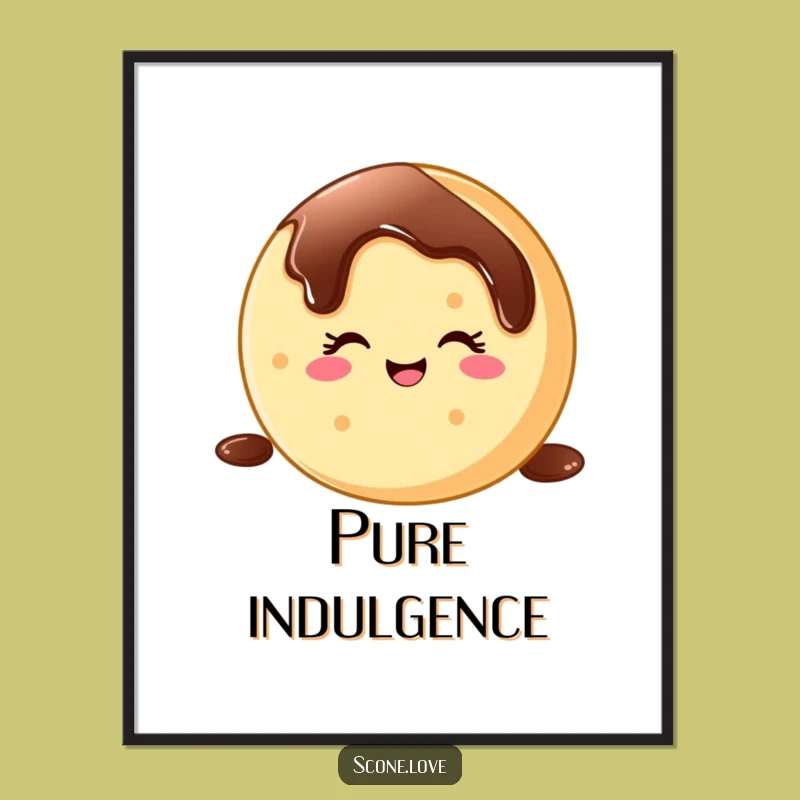 Funny Donut Wink Chocolate Drizzle Print - Instant Download for Digital Art Lovers