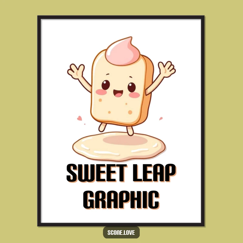 Funny Kawaii Scone Digital Art - Printable Baking Leap Decor, Gift!