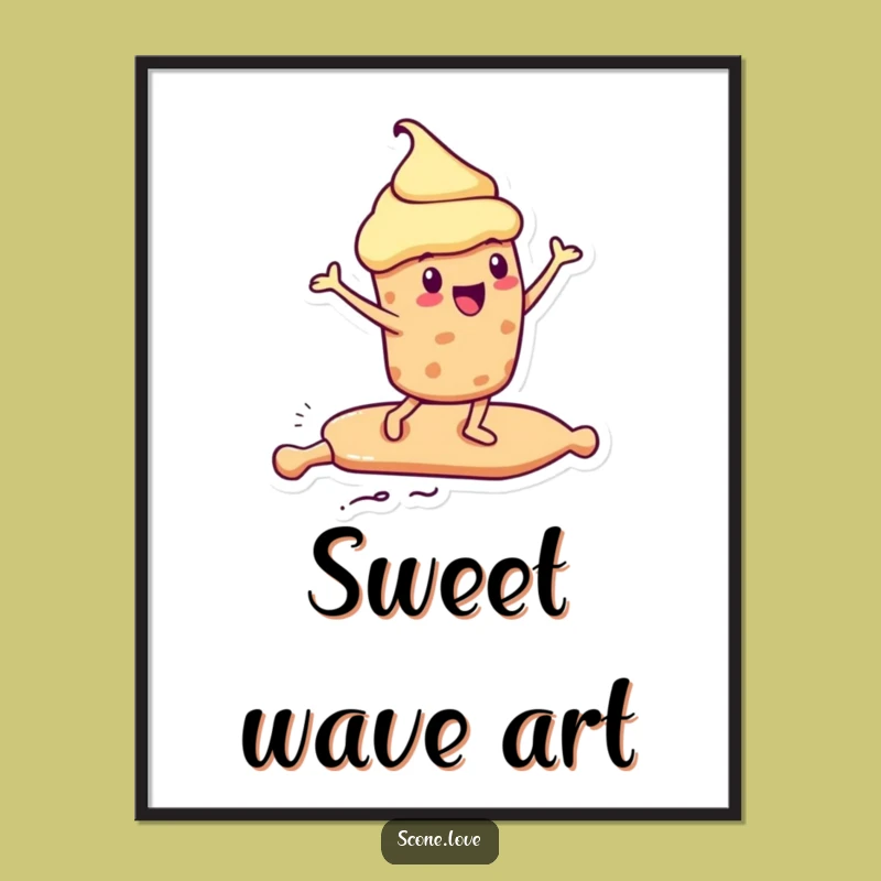 Funny Kawaii Scone Digital Art - Printable Surfer Decor, Gift!
