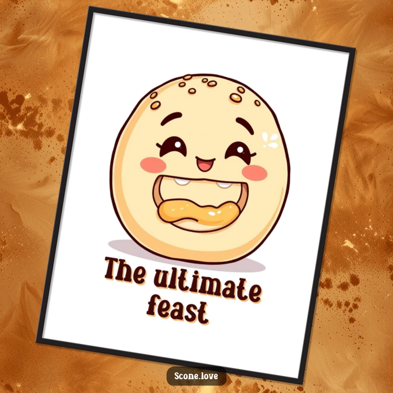 Funny Donut Digital Art Print, a smiling baked good taking a triumphant bite out of another, ready to add instant humor and sweetness.