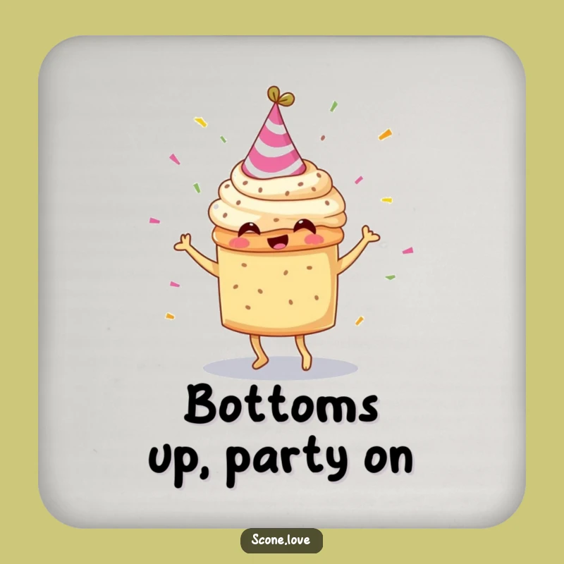 Funny Scone Party Hat Dancing Coaster: Protect Surfaces with Hilarious Charm