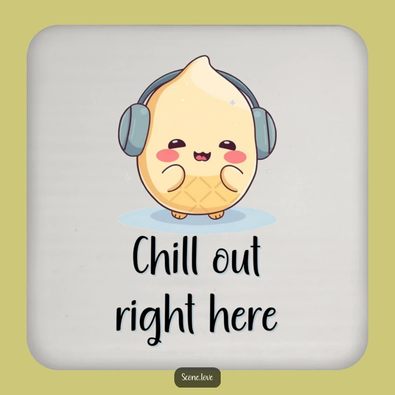 Funny Kawaii Scone Earmuffs Coaster - Cute Cold Weather Drink Gift