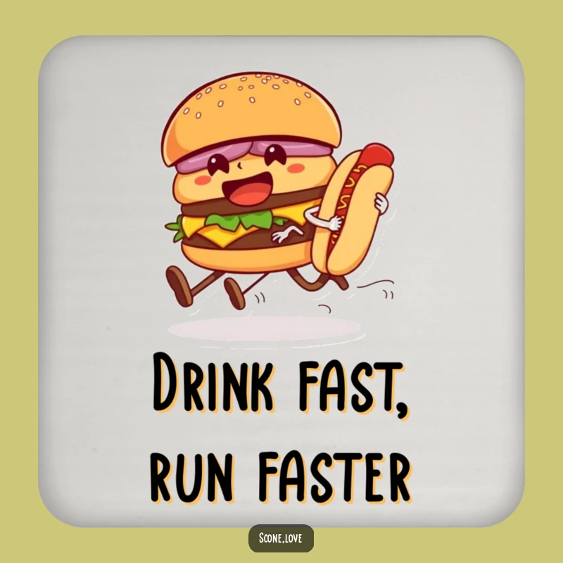 Funny Hamburger Hot Dog Race Coaster - Protect Surfaces with Humor!