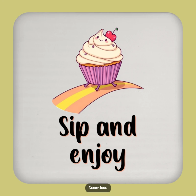 Funny Cupcake Rainbow Slide Coasters - Set of Hilarious Table Protectors