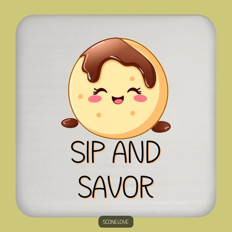 Funny Donut Wink Chocolate Drizzle Coaster - Protect Surfaces with Humor