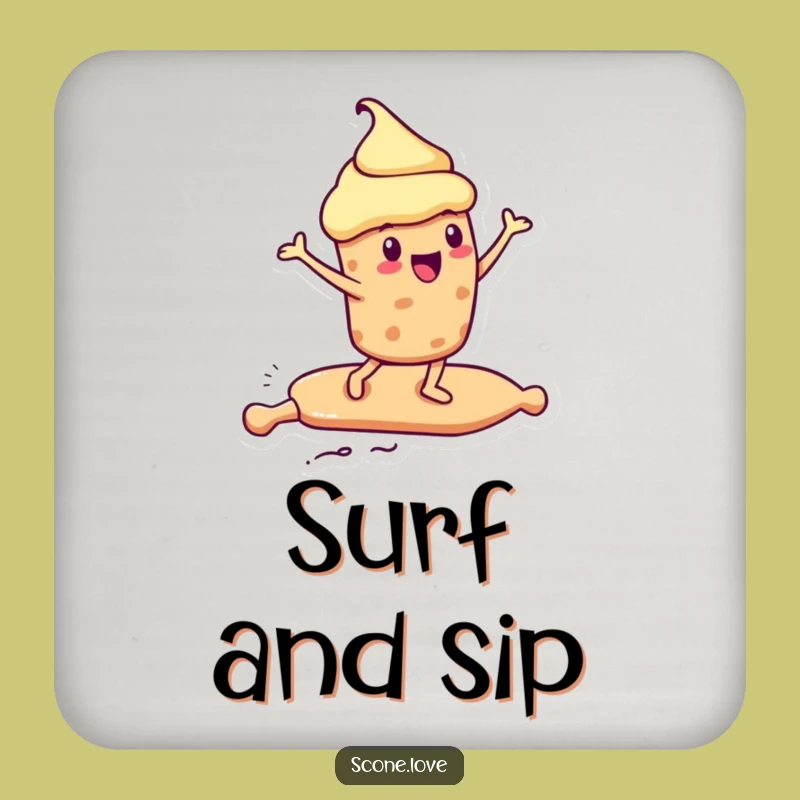Funny Kawaii Scone Coasters - Rolling Pin Surfer Drink Protection, Gift!