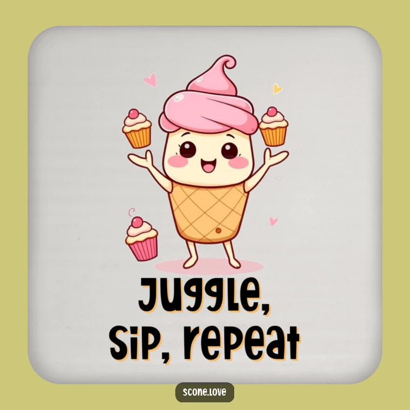 Funny Kawaii Scone Juggling Coaster: Protect Surfaces with Action, A Cute Gift