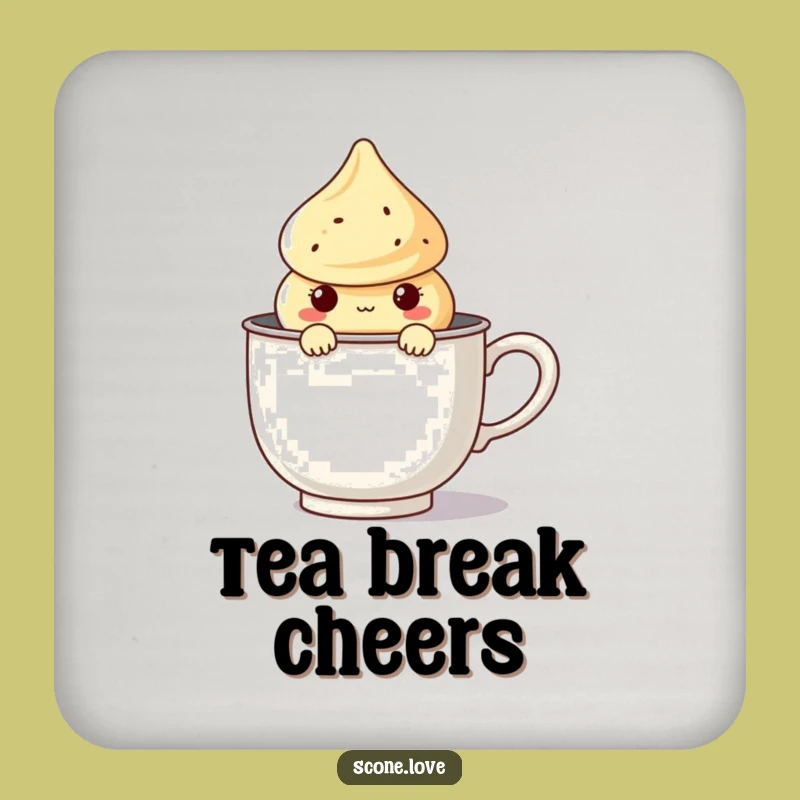 Funny Kawaii Scone Tea Coaster - Hilarious Pastry Protection for Drinks