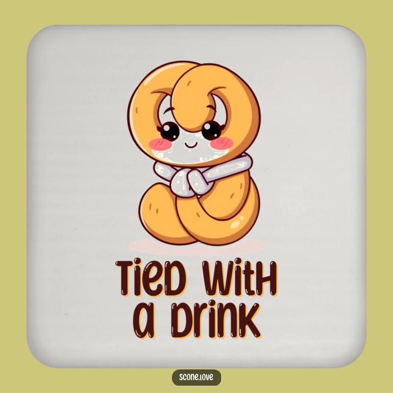 Funny Pretzel Knot Coaster - Protect Surfaces with Salty Humor!