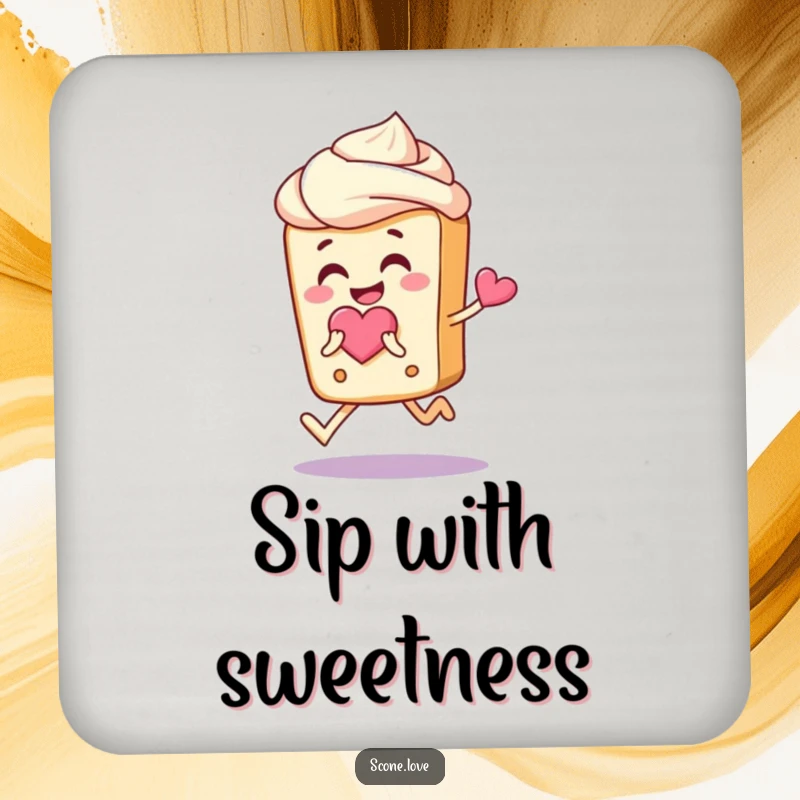 Funny Scone Love Coaster: A coaster featuring a joyful scone with a heart, adding sweet humor.