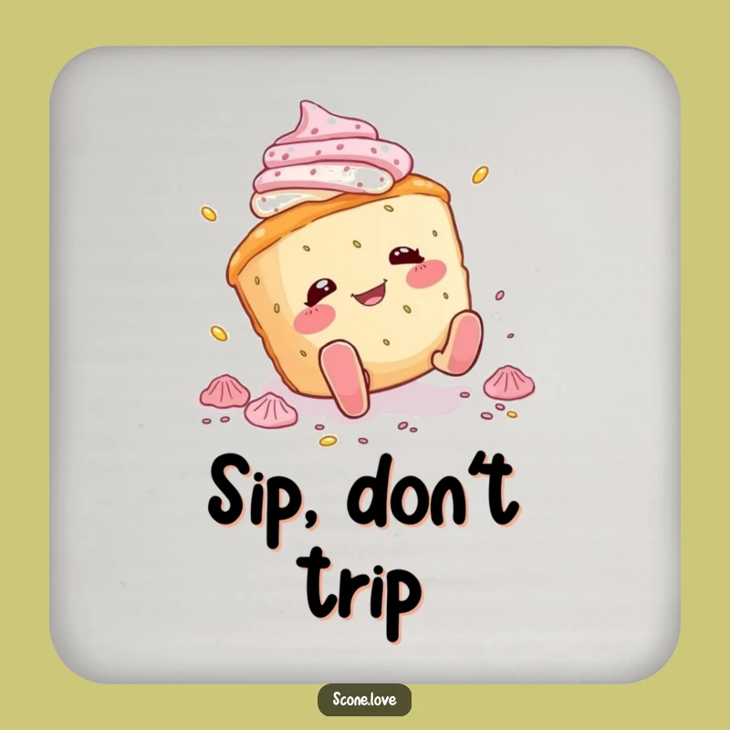 Funny Tripping Scone Coaster: Protect Surfaces with Humor, Perfect Funny Gift