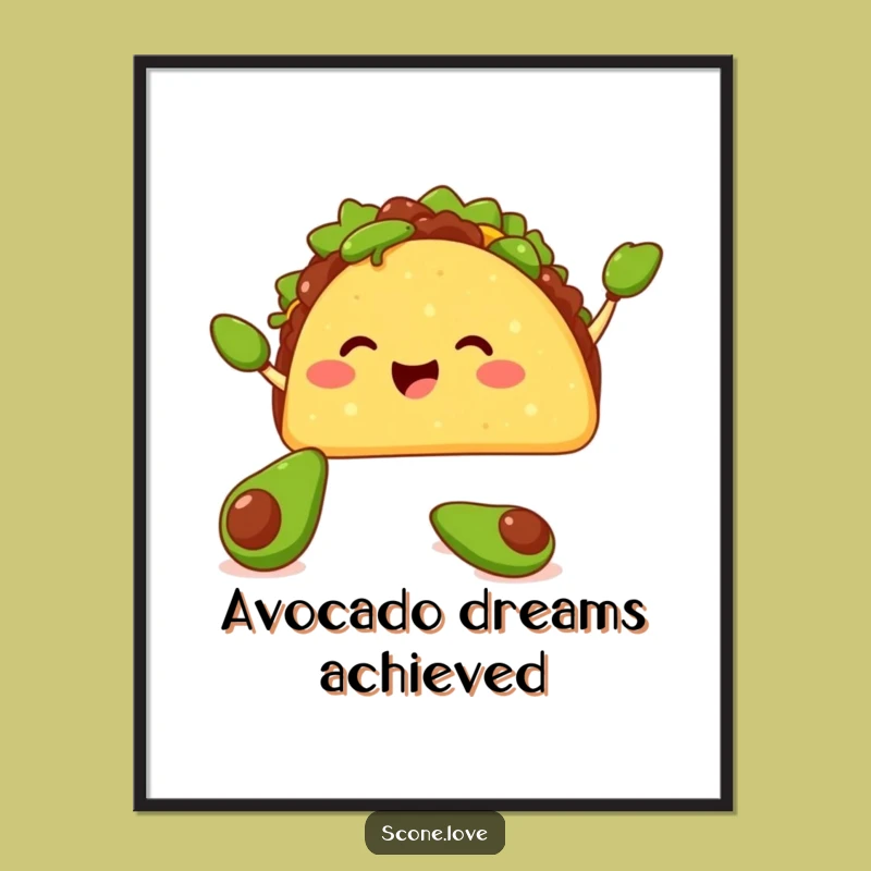 Funny Taco Avocado Juggling Poster - Vibrant & Hilarious Wall Art
