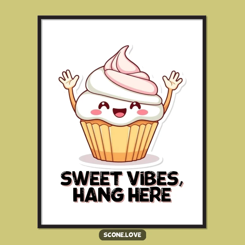Funny Cheerful Cupcake Poster: Sweet Wall Art, Delightful Funny Gift for Decor Lovers!
