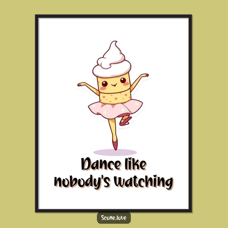 Funny Kawaii Scone Ballet Poster - Whimsical Dancer Art