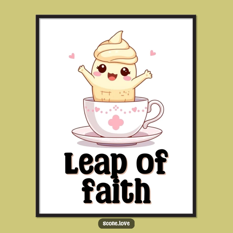 Funny Kawaii Scone Teacup Poster: Whimsical Decor, A Delightful Scone Gift