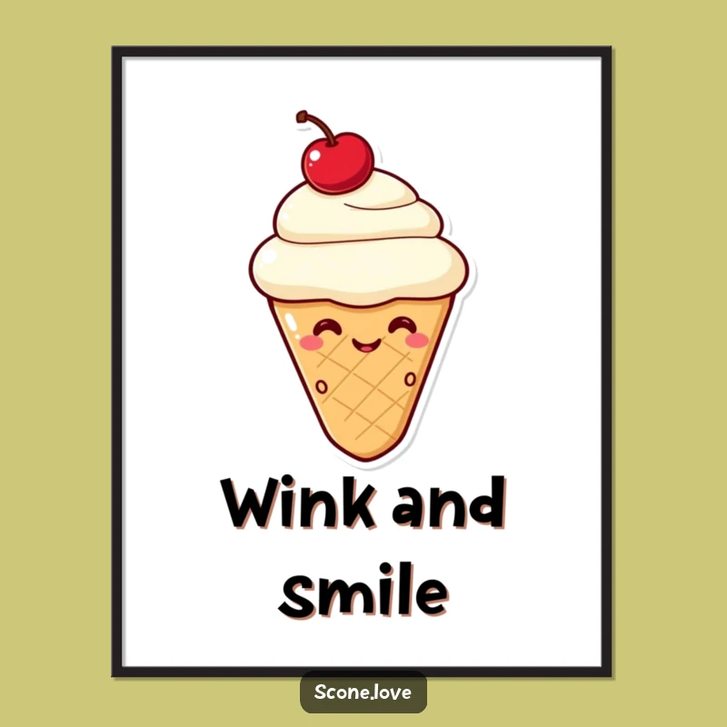 Funny Kawaii Scone Wink Poster: Playful Art, A Charming Scone Decor Gift