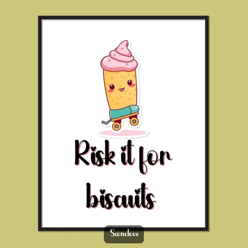 Funny Roller Skate Scone Poster - Bold Baker Art, Perfect Funny Gift