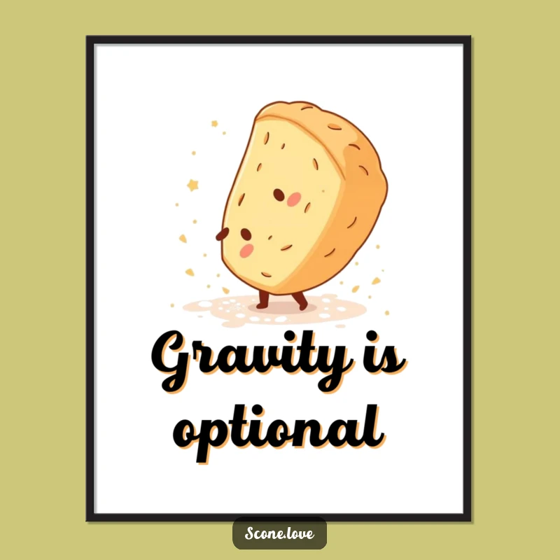 Funny Scone Cartwheel Poster - Baking Acrobat Art, Perfect Funny Gift