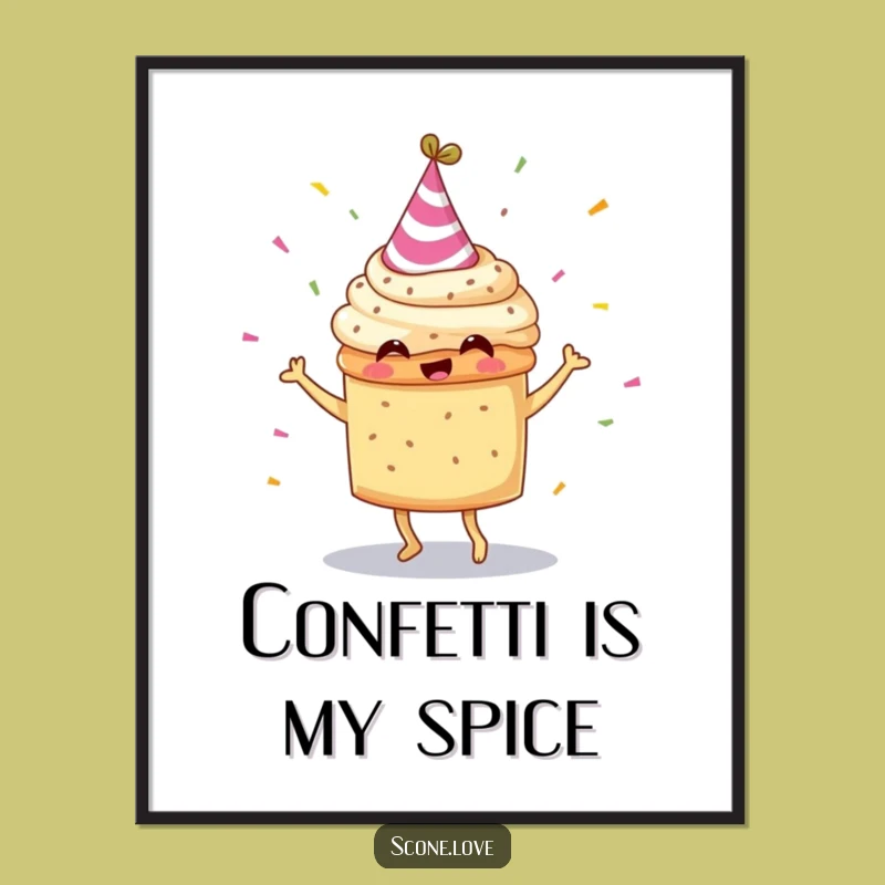 Funny Scone Party Hat Dancing Poster: Hilarious Wall Art for Celebrations