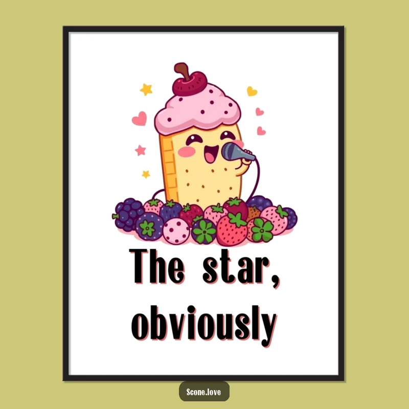 Funny Scone Rockstar Poster: Hilarious Pastry Concert Wall Art, Perfect Funny Gift